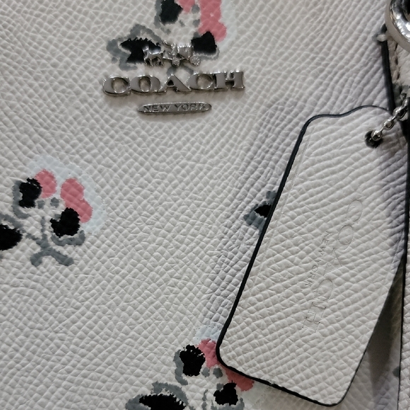 Coach Cream and Pink Floral Satchel - Picture 2 of 4